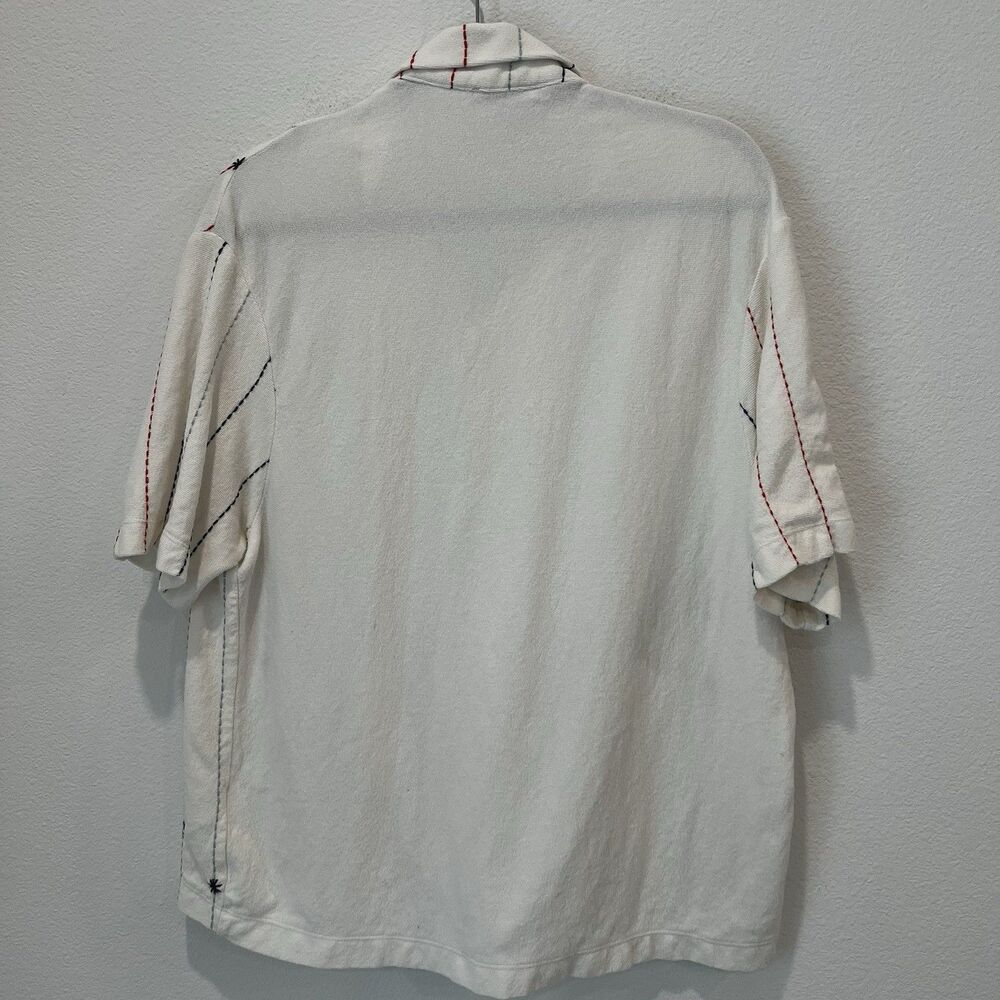 Zara Men Contrast Embroidered Shirt Terry Cloth Sz L Casual Beach Resortwear - Picture 4 of 6